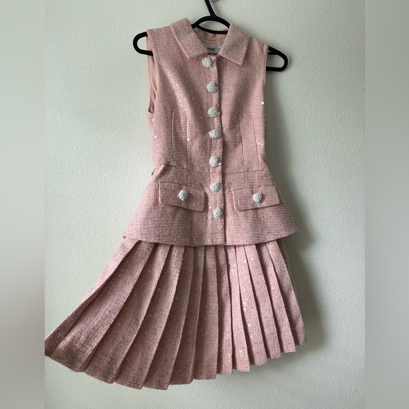 Self Portrait Pink Boucle Tailored Mini Dress US 4 - Picture 8 of 15